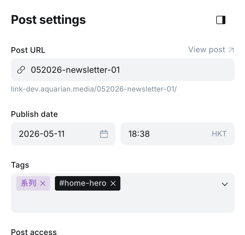 Ghost Post Internal Tags